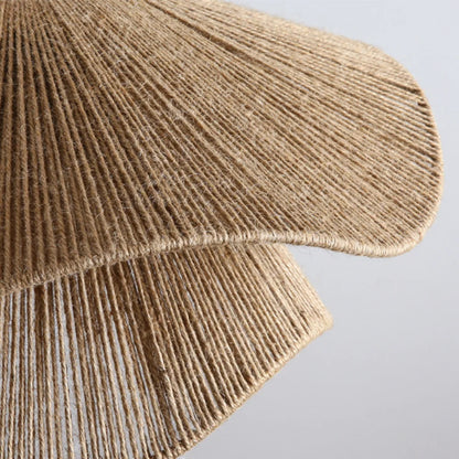 Hand woven rope chandelier at 40 centimetres diameter with warm LED light