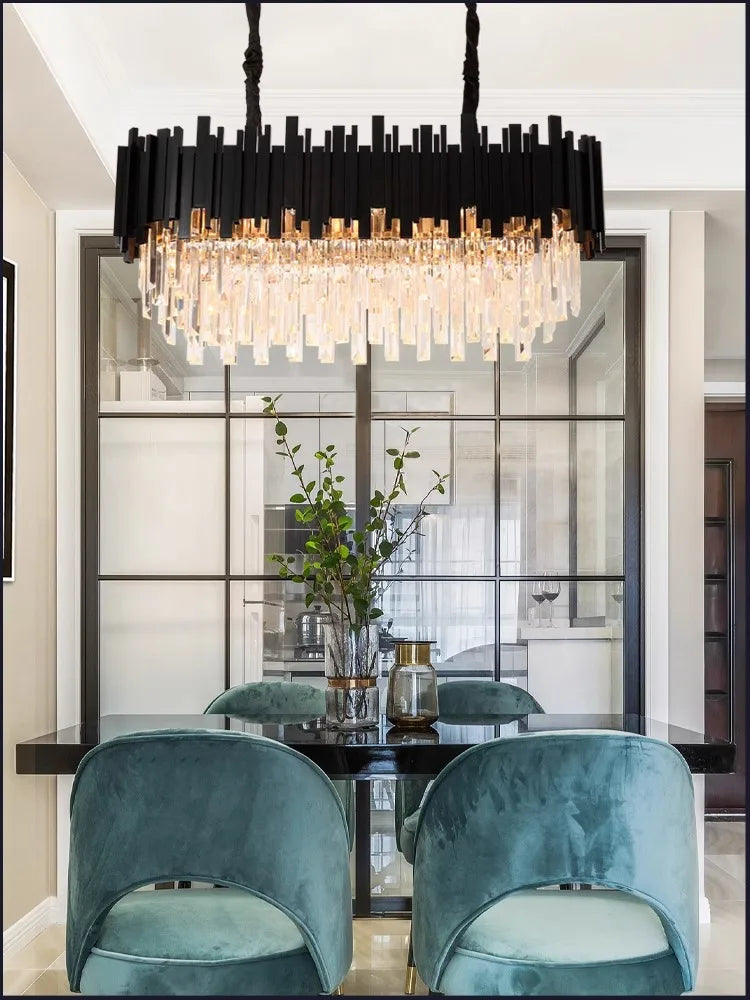 Gold crystal chandelier at 21.7 in diameter with E14 LED bulbs