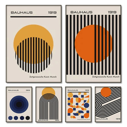Bauhaus Abstract Geometric Mid-Century Canvas Wall Art