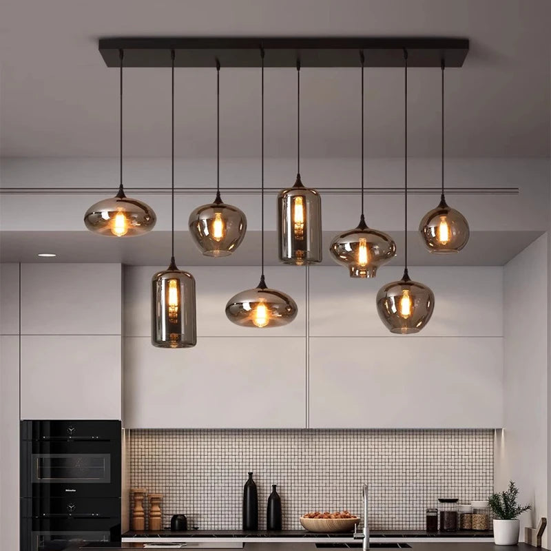 Glass Ring Multi Head Chandelier