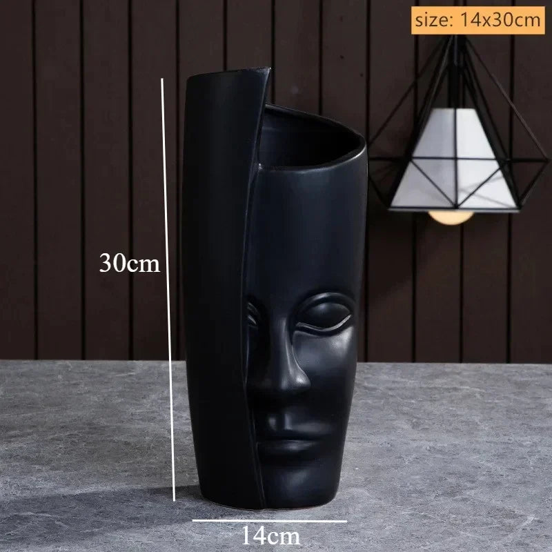 Ceramic Human Face Vase Sculpture Handmade Art | Aurelia