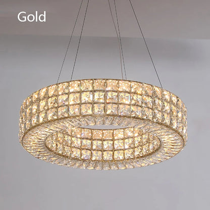 Silver crystal ring chandelier rated for 90 to 260V operation