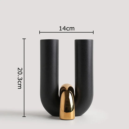 U-shaped ceramic vase flower pot porcelain desk decoration
