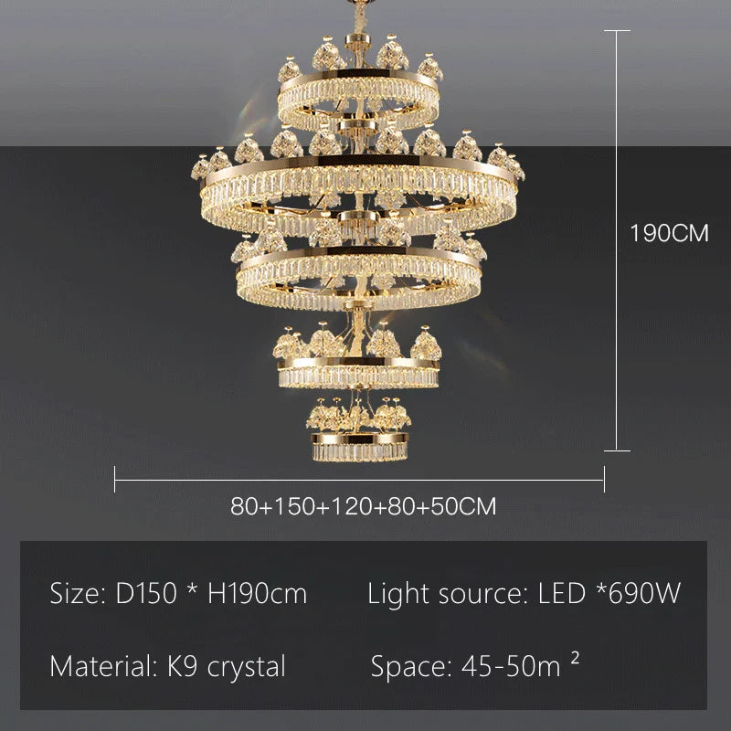 Linear crystal chandelier measuring 39.4 in (100 cm) long