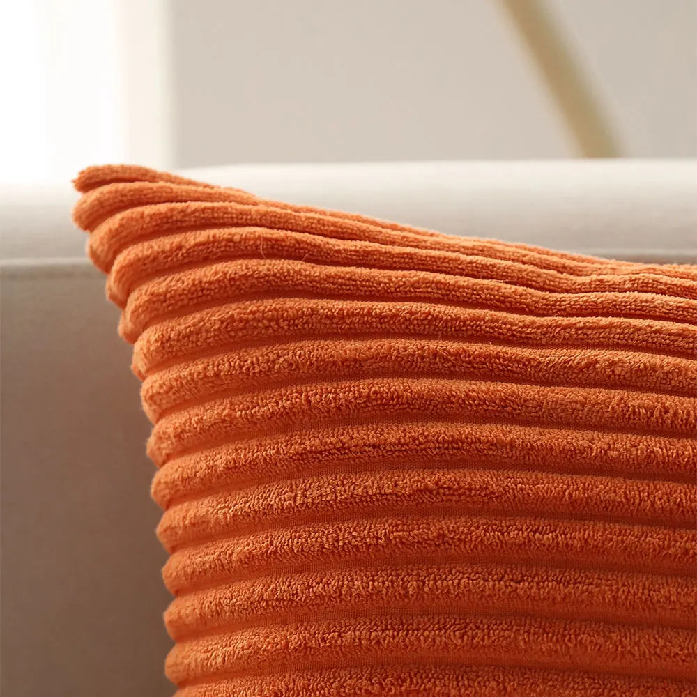 Orange Corduroy Lumbar Pillow Cover — styling detail