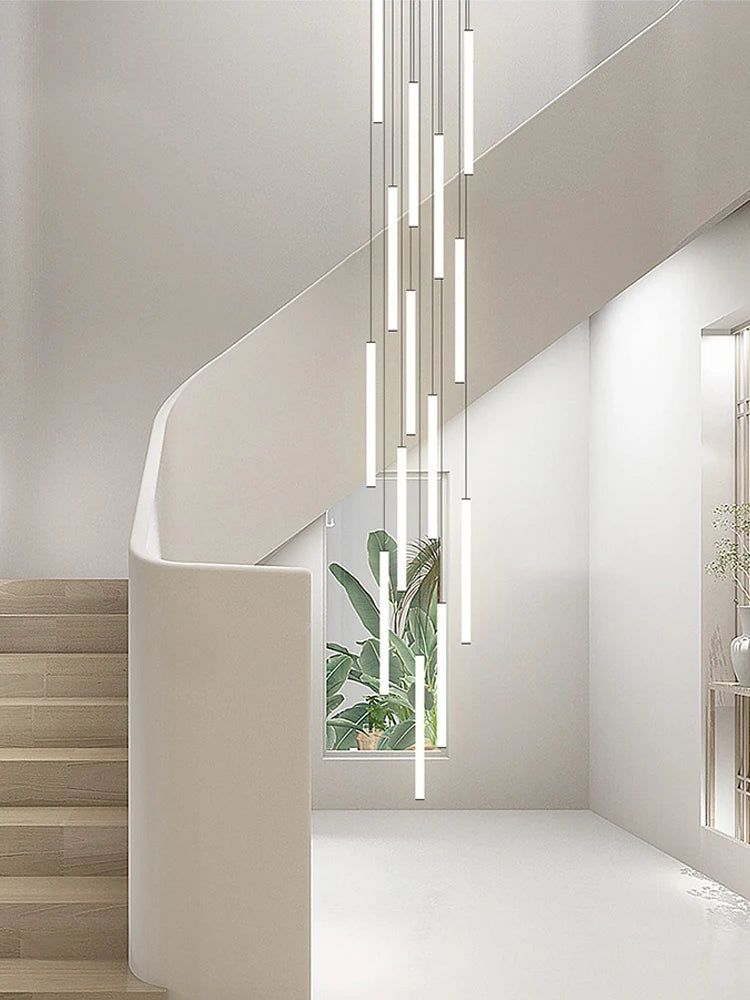 Nine head strip chandelier, 15.7 in across, with a 118.1 in drop
