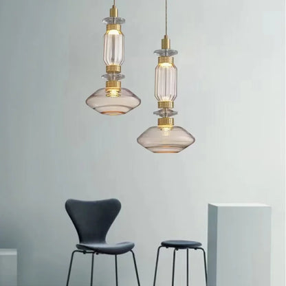 Amber Glass LED Chandelier
