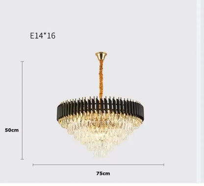 Modern crystal chandelier measuring 23.6 in across, 110 to 240V operation