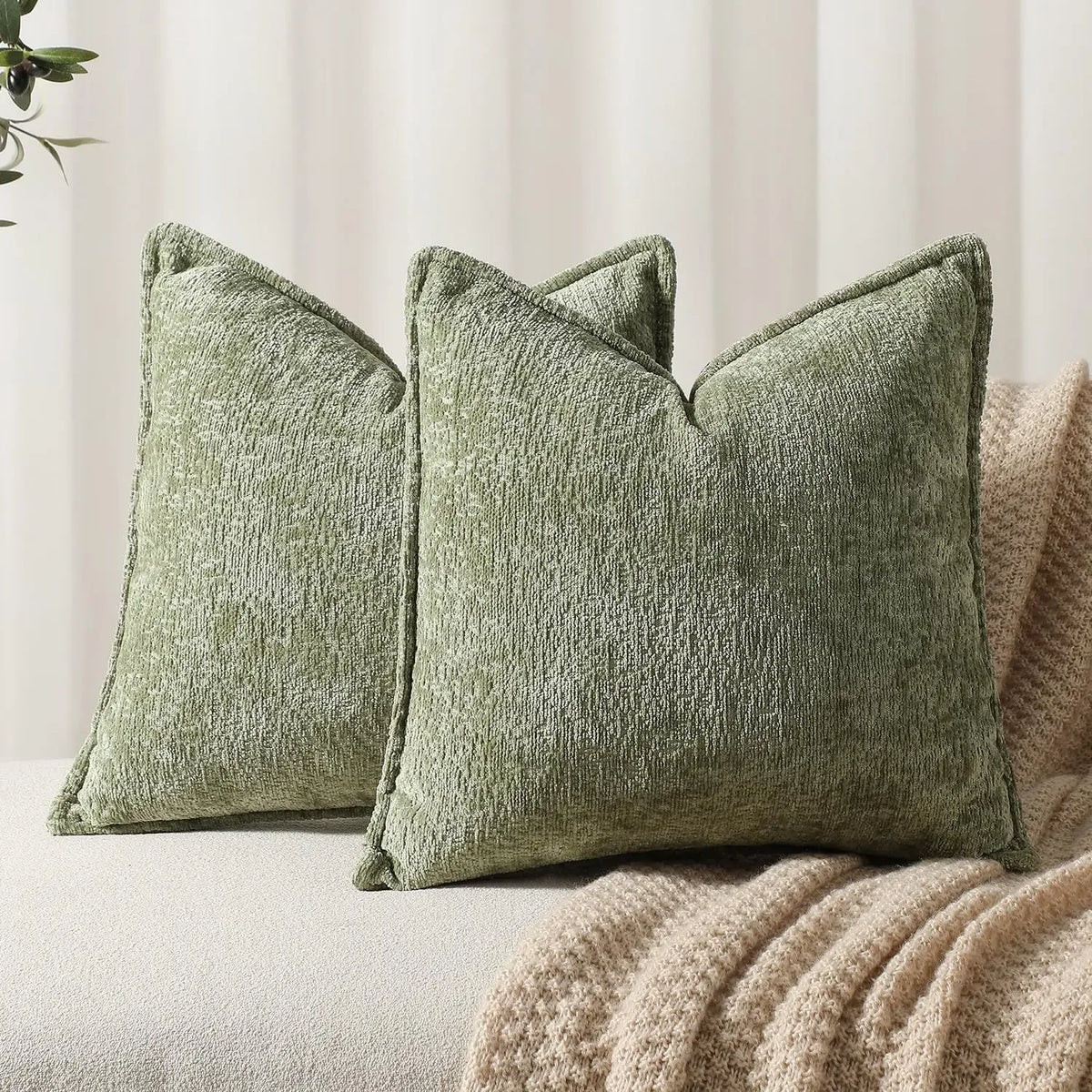 Solid Chenille Throw Pillow Cover