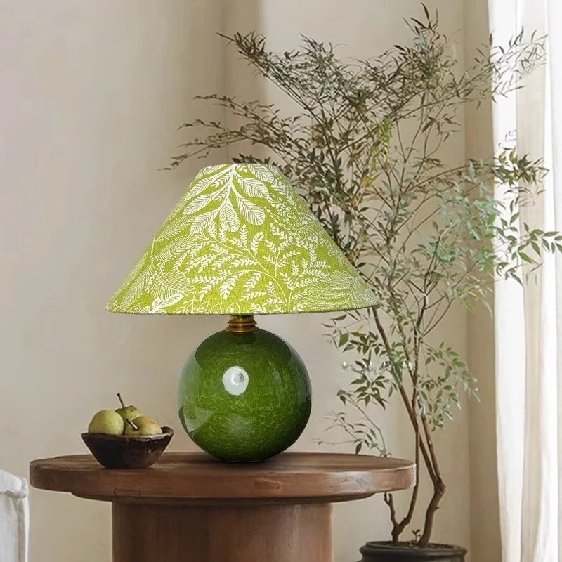 Retro American ceramic lamp shade detail showing vintage style