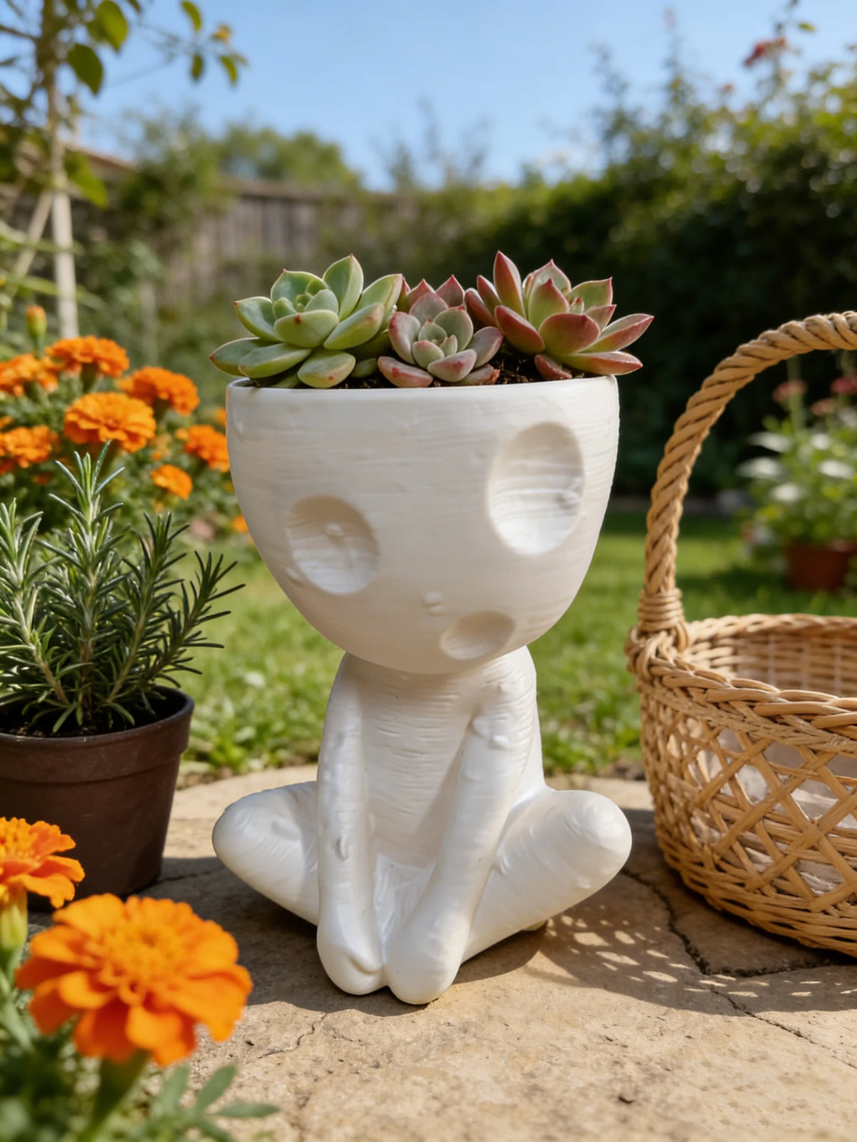 Cute quirky doll flower pot dried flower arrangement friend gift
