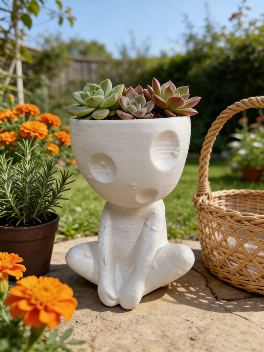Cute quirky doll flower pot dried flower arrangement friend gift