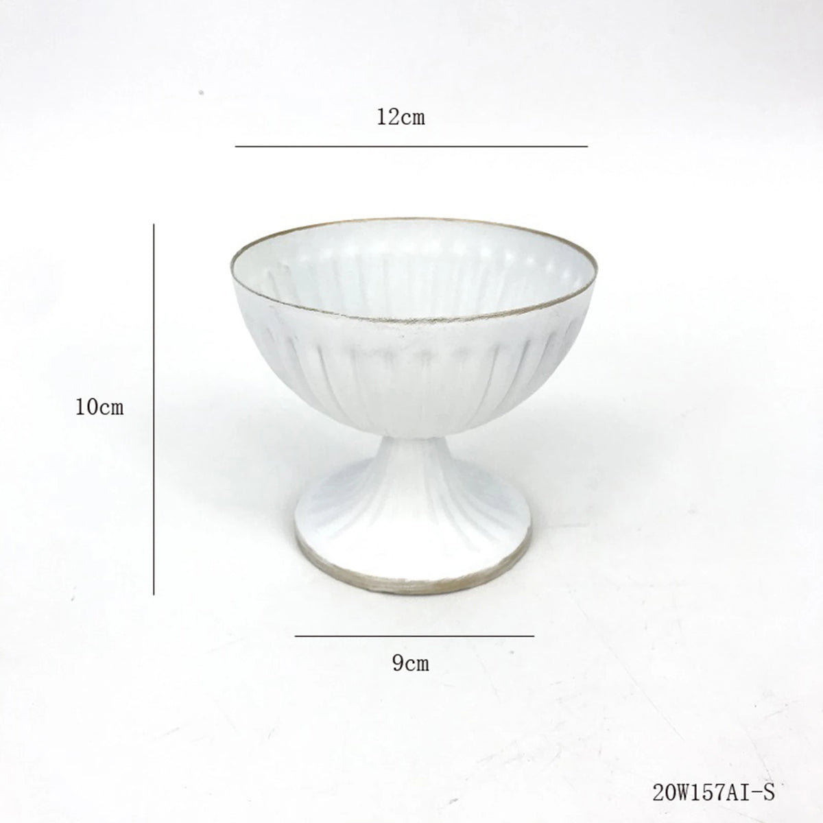 Small 9x10cm white metal vase as individual wedding table place setting
