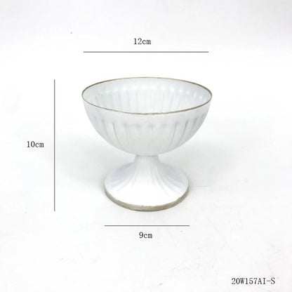 Small 9x10cm white metal vase as individual wedding table place setting