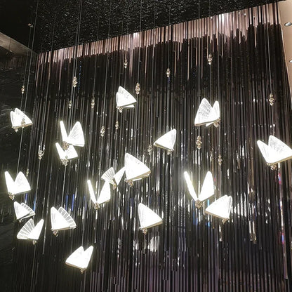 Three head butterfly chandelier with an 11.8 in (30 cm) chassis