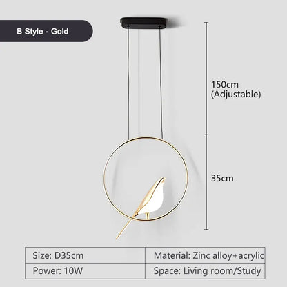Magpie Bird LED Pendant