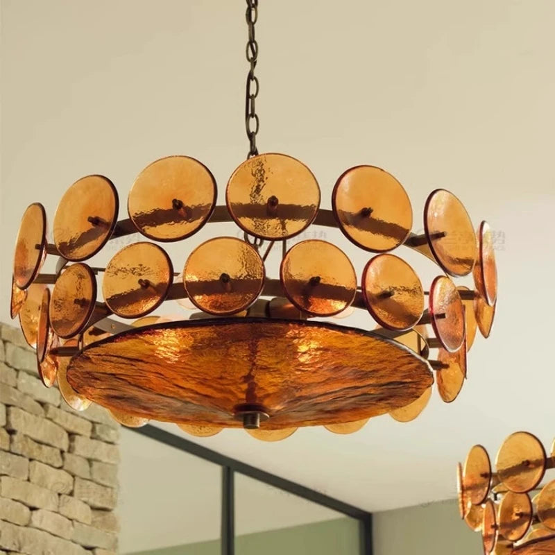 Medieval style glass chandelier in warm 3000K light, 90 to 260V