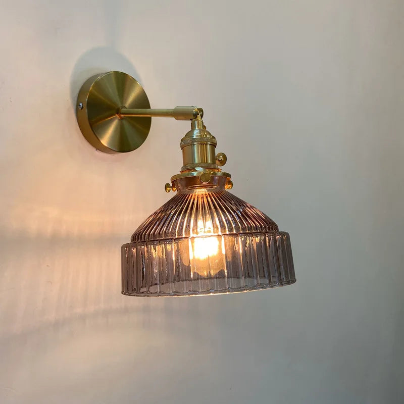 green glass bathroom wall sconce, side profile showing mounting depth