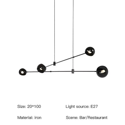 Black globe chandelier wired for 90 to 260V with three colour dimming