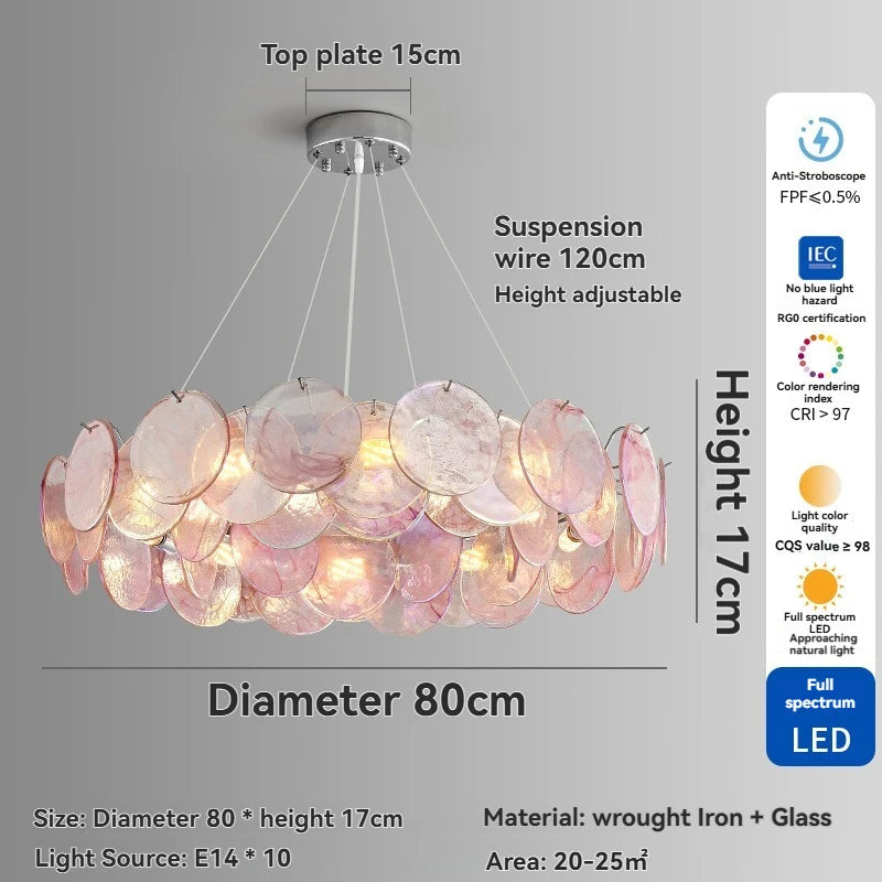 Cord pendant Murano glass chandelier with touch on off switch
