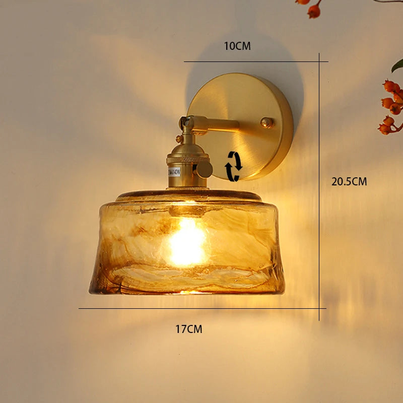 Japanese Brass Glass Wall Sconce