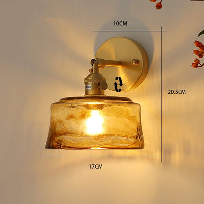 Japanese Brass Glass Wall Sconce