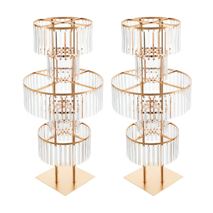Top view of single gold acrylic stand tier holding a full fresh flower display
