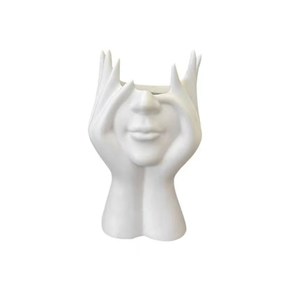 Resin David portrait human head flower vase art décor ornament