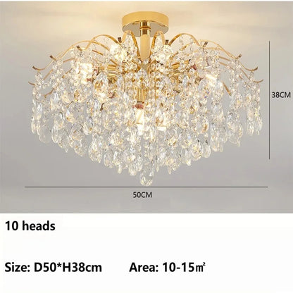 Twelve head nickel crystal chandelier at 23.6 in across, assembly required
