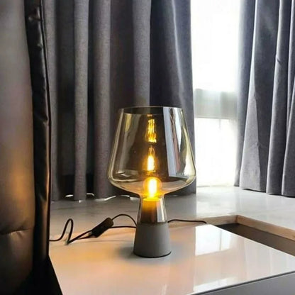 Side profile of luxury glass mood lamp base and metal stem