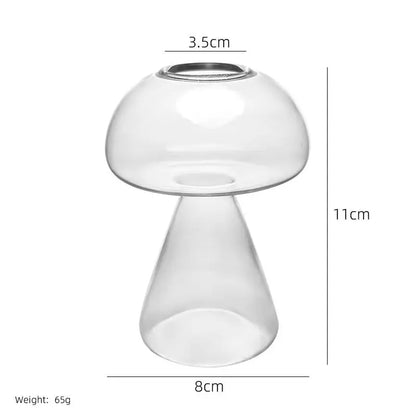 Jelly plastic mushroom vase with dried botanical stem for desk accent