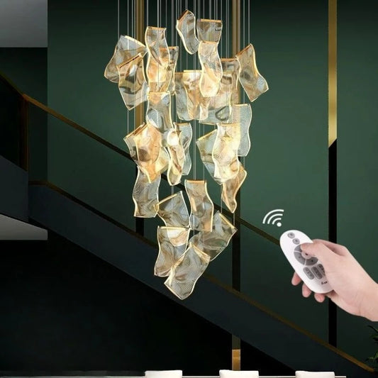 Streamer acrylic ceiling chandelier with hollow acrylic on steel