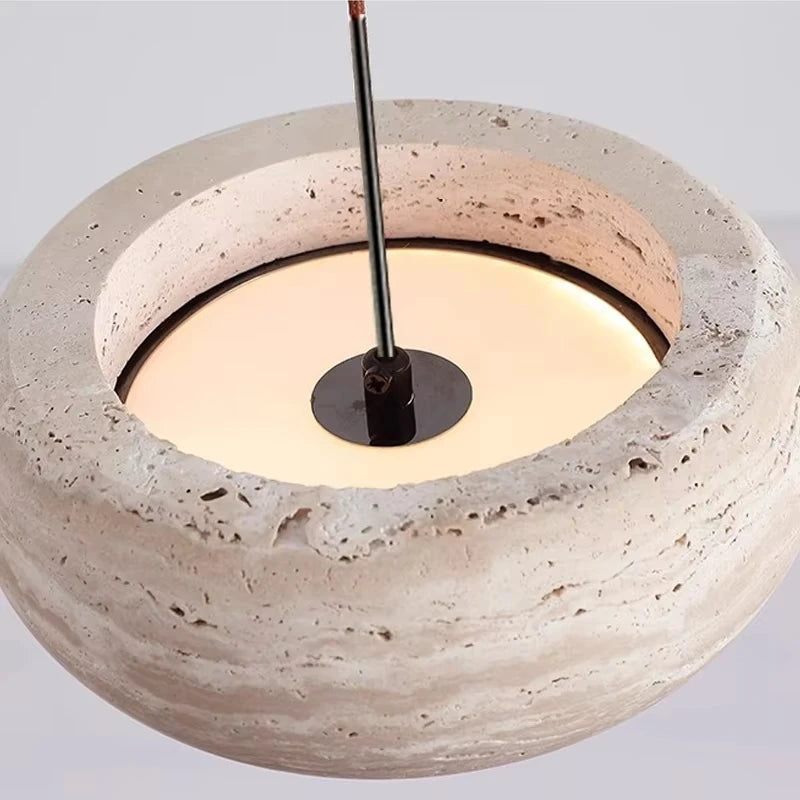 Travertine Disc Pendant Light