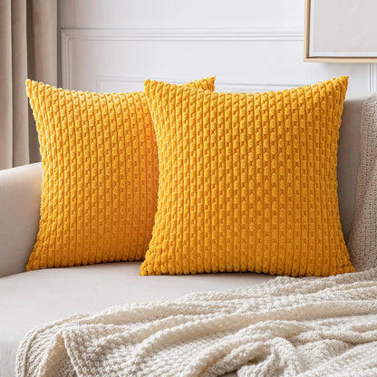 Boho Patchwork Corduroy Pillow Cover — styling detail