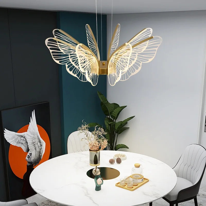 Three light acrylic butterfly chandelier for a bedroom or study