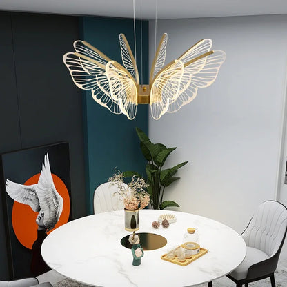 Three light acrylic butterfly chandelier for a bedroom or study