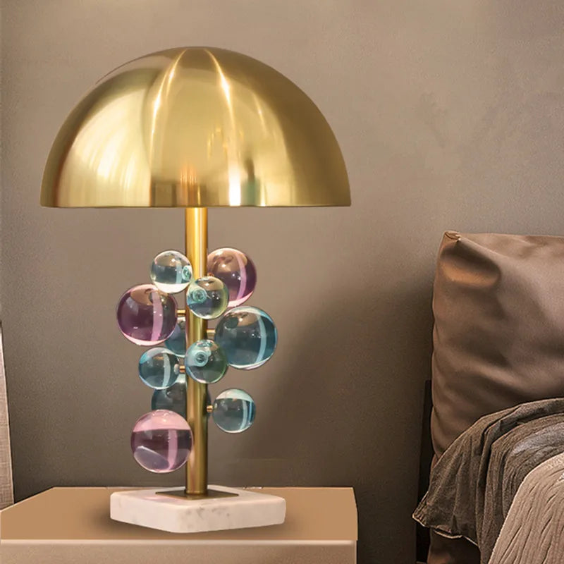 Globo colourful glass ball floor lamp in living room corner setting