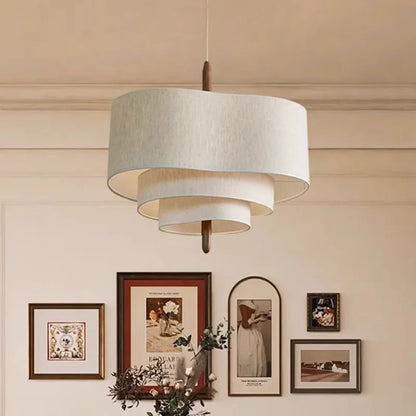 Hand knitted cloth chandelier at 15.7 in diameter on a cord pendant