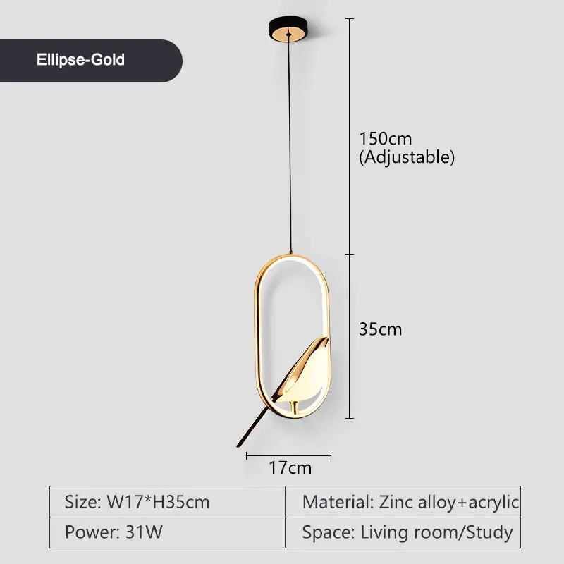 Magpie Bird LED Pendant
