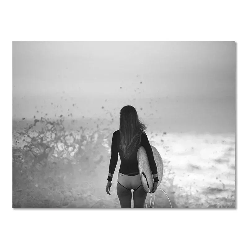 Beach Camper Van Surf Ocean Landscape Canvas Wall Art