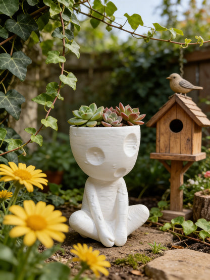 Cute quirky doll flower pot dried flower arrangement friend gift