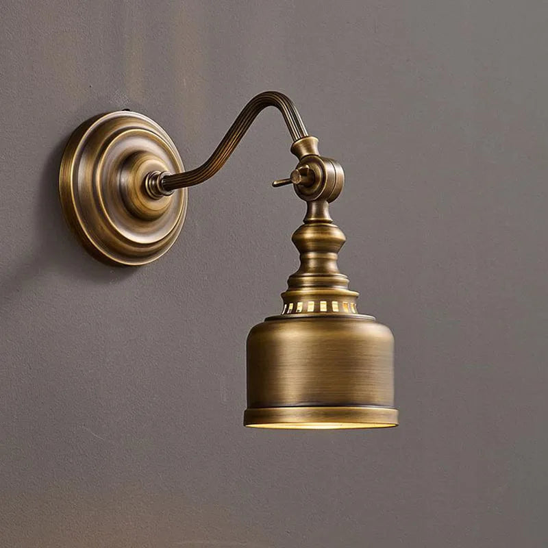 copper brass wall sconce, front view on white background