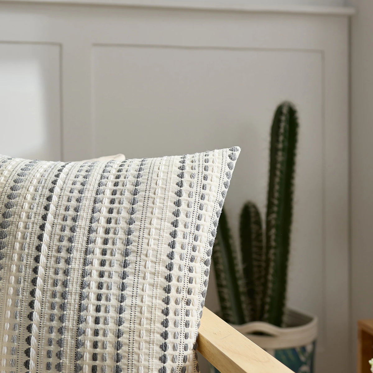 Yarn-Dyed Polka Dot Pillow Cover — styling detail