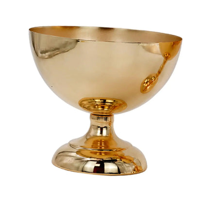 Gold metal flower vase stand with faux branches for rustic wedding table display