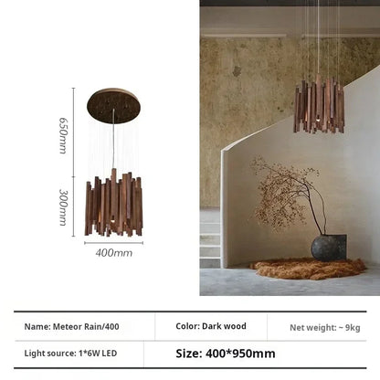 Light wood chandelier measuring 39.4 in (100 cm) in diameter
