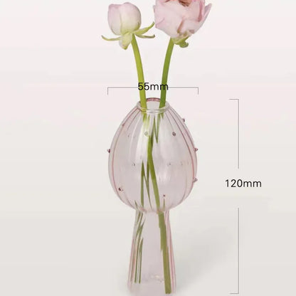 Close-up of crystal glass material on mushroom-shaped stem vase