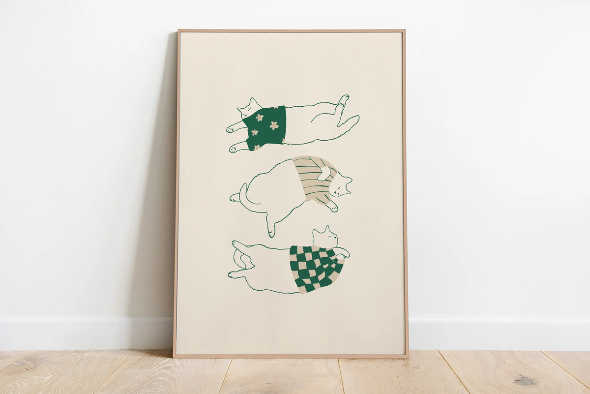 Sleepy Kitten Minimalist Canvas Wall Art Print