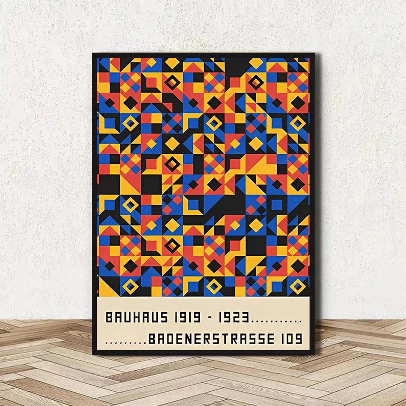 Abstract Bauhaus Geometric Line Art Canvas Wall Art