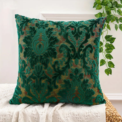 Tropical Leaf Chenille Pillow Cover — detail