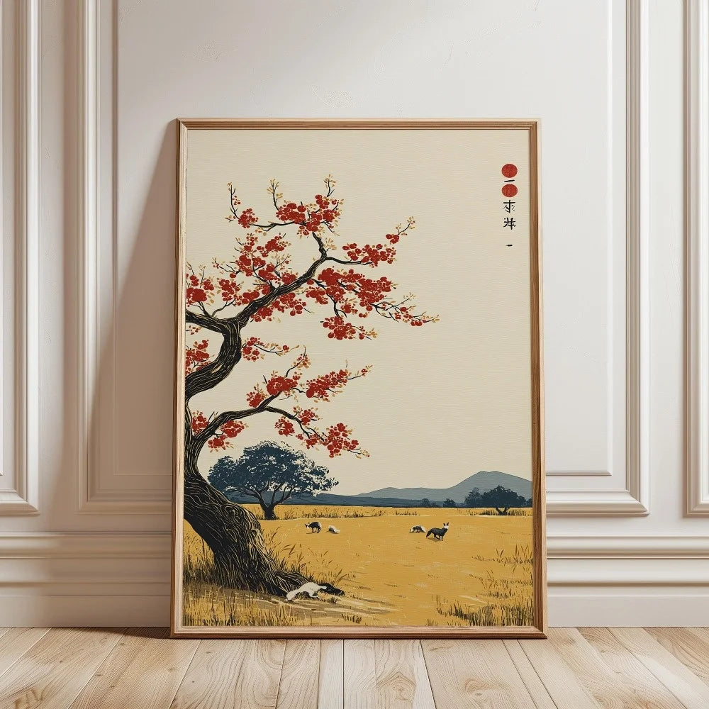 Japanese Botanical Tree Illustration Canvas Wall Art